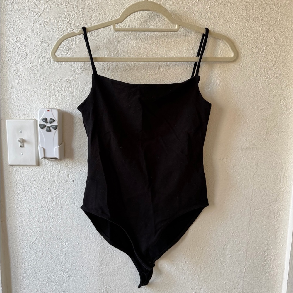 AGOLDE Black Square Neck Bodysuit Small